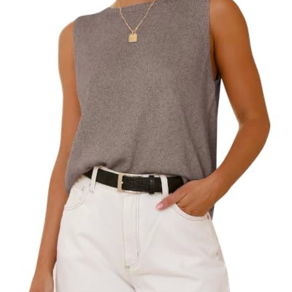 BTFBM Brown Sleeveless Knit Tank Top Size L Lightweight Minimalist Basic